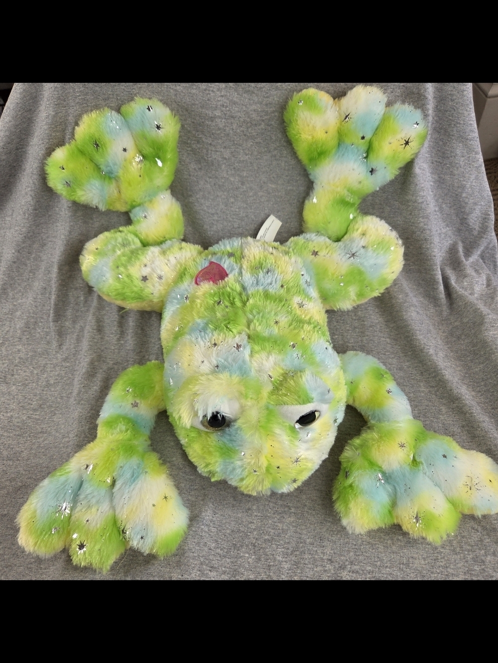 Walgreens Frog Plush Stuffed Animal Large Green Blue Sparkly